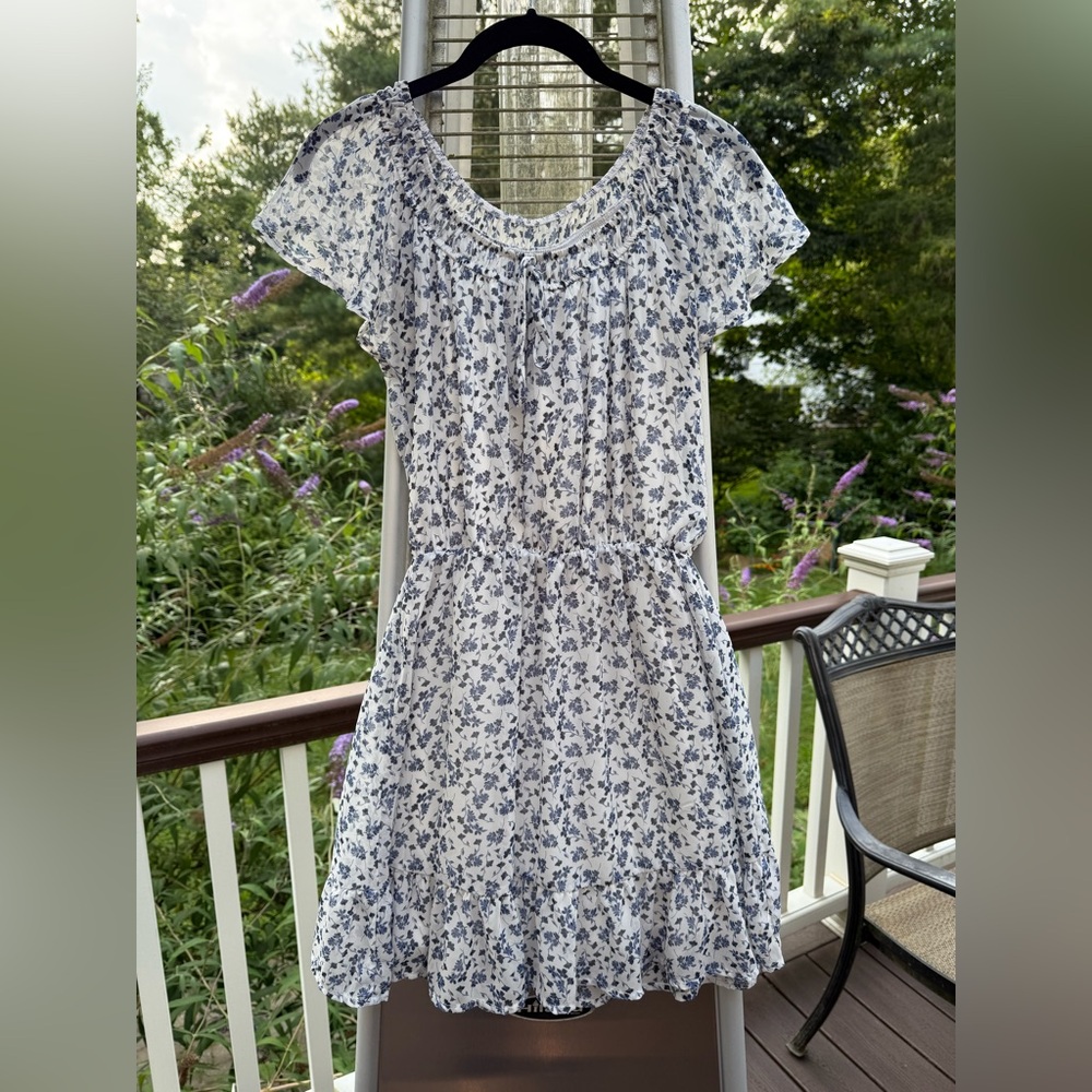 Sienna Sky Blue and White Flutter Sleeve Sundress